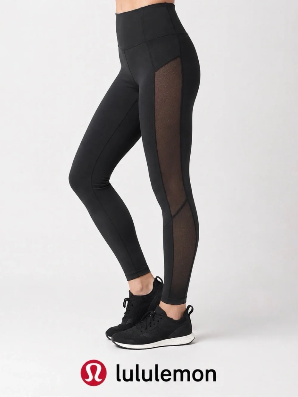 lululemon Body Con Tight Black 4 High Rise Luxtreme Sheer Mesh Panel W5AI8S